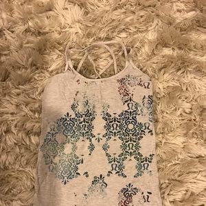 Lululemon scrappy power Y tank in logo yoga print